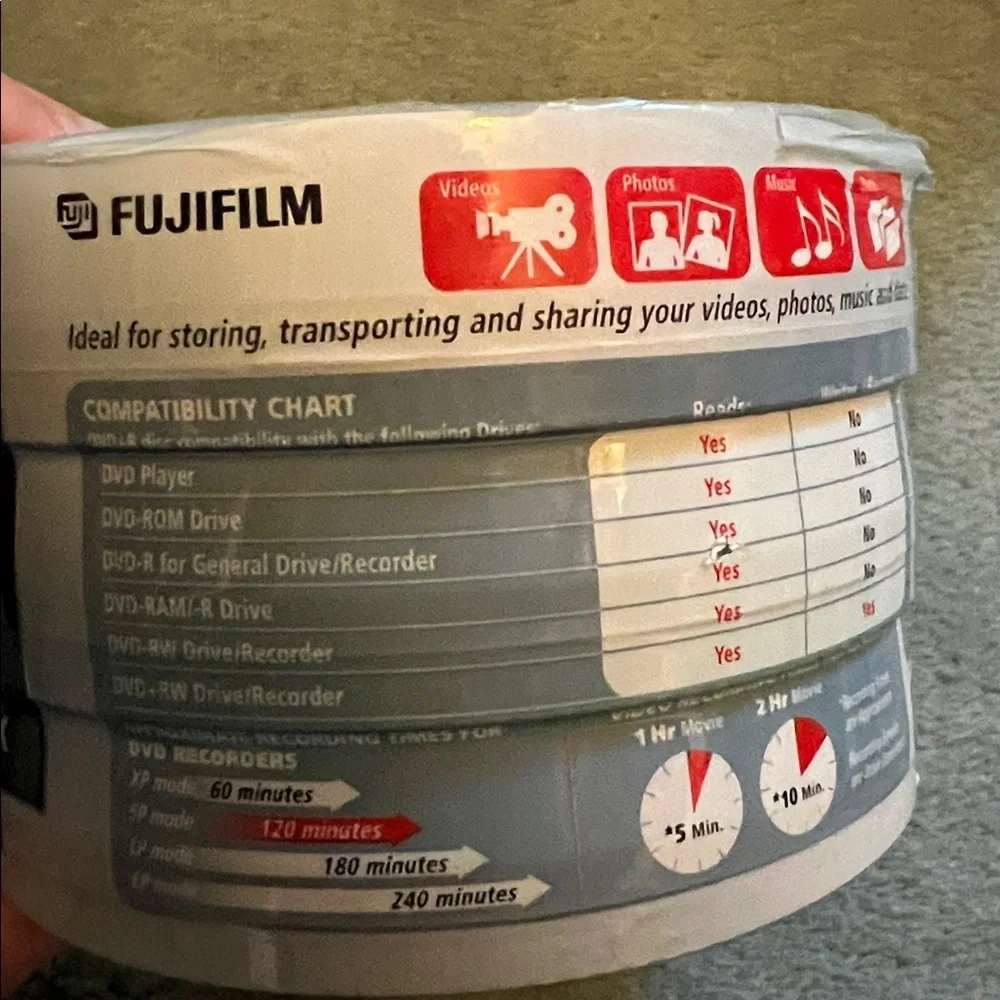 FUJIFILM DVD+R Color Discs 30 Blanks 120 Min 4.7GB up to 8x